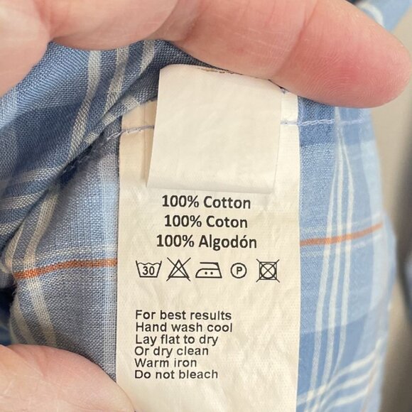 Peter Millar Summer Chambray Blue Plaid Button Down Shirt, XL - Picture 8 of 8